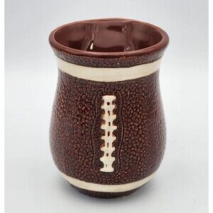 Football Cozy Hands Mug DEI Ceramic Cup Textured Brown White Laces 14 oz